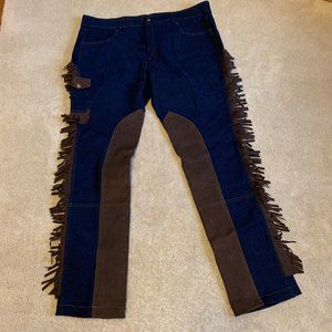 Men's Dark Wash Riding Jodphurs (Chaps) with Fringe Size 42 NWT